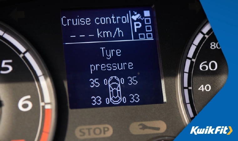 tyre pressure sensors on the dashboard